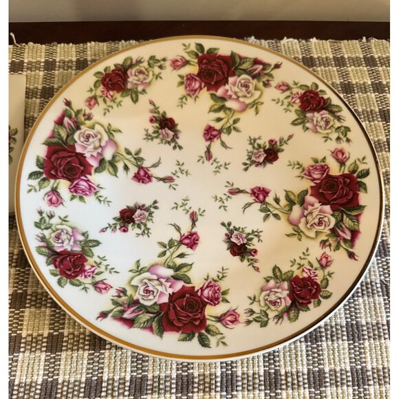 Decorative Baum Bros Formalities Victorian Rose Cake Plate & Server Set Bohemian - Picture 7 of 10